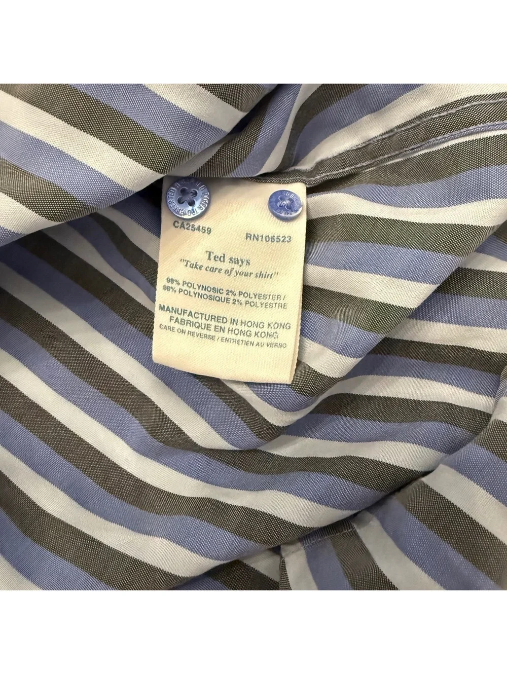 Ted Baker London Men's Striped Button-Up Shirt Size 4 Blue & Brown Cotton Blend